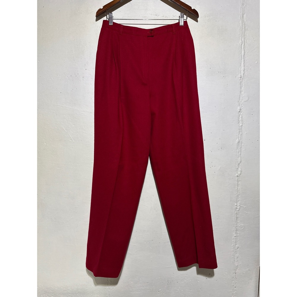 Koret Womens Career Pleated Trousers Red 100% Merino Wool High Rise Vintage